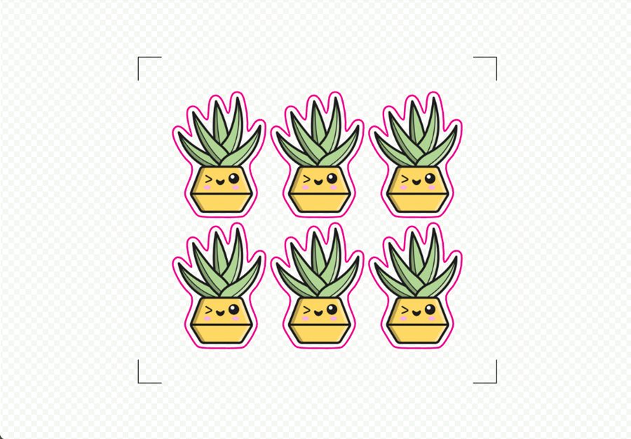 Kiss-cut sticker sheet with individual designs on a shared backing